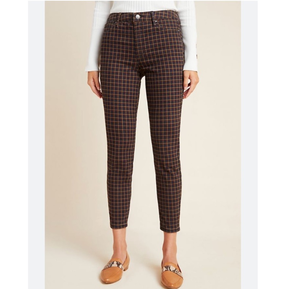 Ella Moss High-Rise Plaid Skinny Ankle Jeans